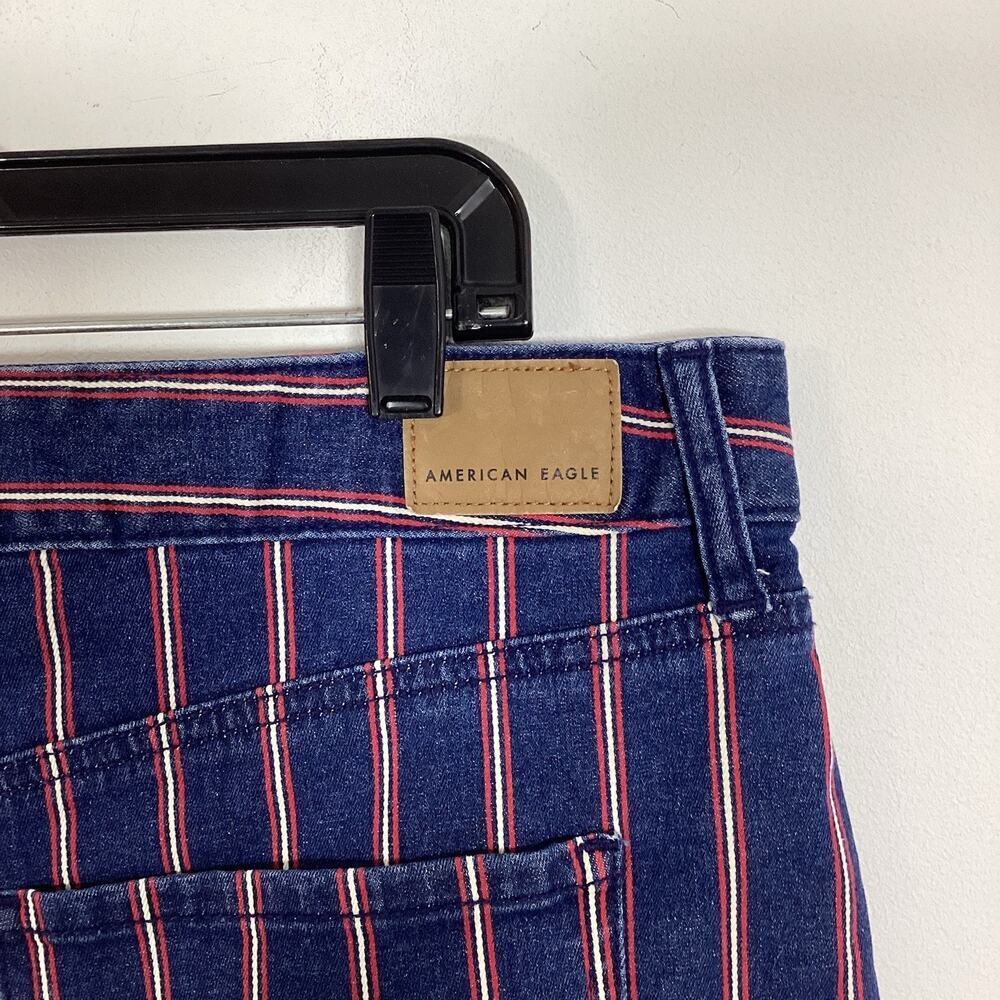 American Eagle Mini Skirt Red White Blue Denim Striped Stretch July 4th Size 16 - Picture 8 of 9